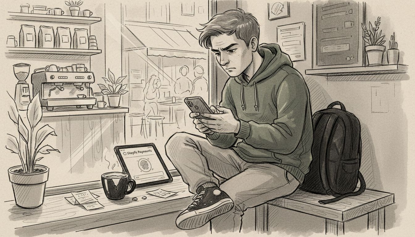 Store owner using mobile payment checkout